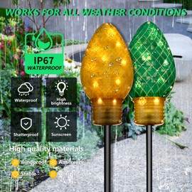 Strawberry Jumbo C9 Multicolor 36 LED Bulbs Christmas Pathway Lights Outdoor,Christmas Decorations for Outdoor Patio Yards Driveway (4 Pack Strawberry)