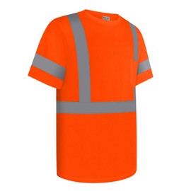 Uno Mejor ConstrUCRtion Shirts Class 3 High Visibility Shirts for Men, Hi Vis Reflective Safety Shirts for Men Women, Short Sleeve Work Shirts, Durable & Breathable, UCR-Orange 5XL