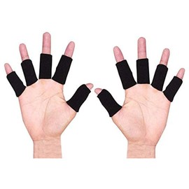 ONTYZZ Finger Support 10 Pcs Sport Finger Protectors Stretchable Finger Protective Finger Guard Support for Sports and Arthritis Finger Sleeve Support Protection Black