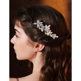 YUEKISEN AB Color Crystal Hair Comb Sparkly Rhinestone Wedding Hair Comb Bridal Hair Accessories for Bride Rhinestone Headpiece for Party Wedding Prom (AB Color)