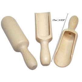 efo Large Wooden Scoop Set of 3 – Rustic Bathsalt Scoop - Multipurpose Wooden Spoon - Wood Salt and Spice Scoops – Stylish Wooden Candy Spoon - Washing Powder Scoops - Size 17cm (6.7") (C5)