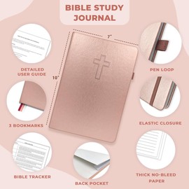 JOTFLY Bible Study Journal - Church Notes Notebook for Note Taking & Reflection - Guided Bible Study Notebook - Faith-Based Religious Gifts & Bible Study Supplies (Rose Gold)