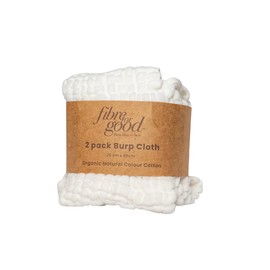 Fibre For Good Cotton Muslin Burp Cloth 2pk, White