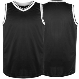 MESOSPERO Camiseta de baloncesto en blanco reversible de malla para hombre, camisetas deportivas deportivas de entrenamiento S-3XL, Negro, 3X-Large