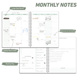 Monthly Planner 2025-2026, Simplified Monthly Calendar Planner, Organize Schedule for School, Office, Family, 7.3" × 9.5", Jan 2025 - Dec 2026 - Green