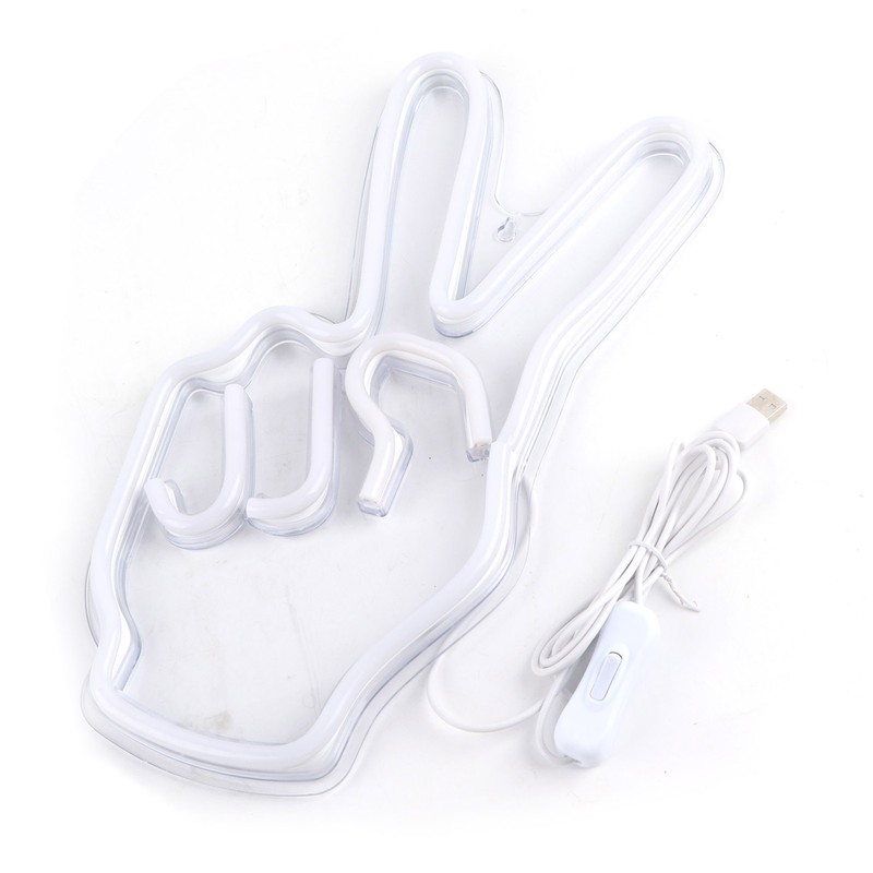 Neon Sign Light Innovative Victory Gesture Decorative Lamp USB Powered