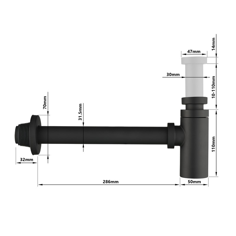 kelleria Universal Siphon for Sink and Washbasin, Odour Trap with