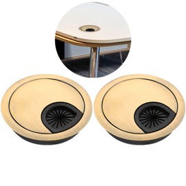 2Pcs 8cm Desk Cable Grommets Bronze Finished Antique Zinc Alloy Desk Table Grommet Cable Cord Hole Cover Organizers for Home and Office