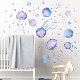 Vokowin Glow in The Dark Stickers, Wall Stickers for Room, Luminous Jellyfish and Stars Stickers, Glow in The Dark Stars Ceiling for DIY, Ceiling Decorations Bedroom Bathroom Living Room(K459-1)