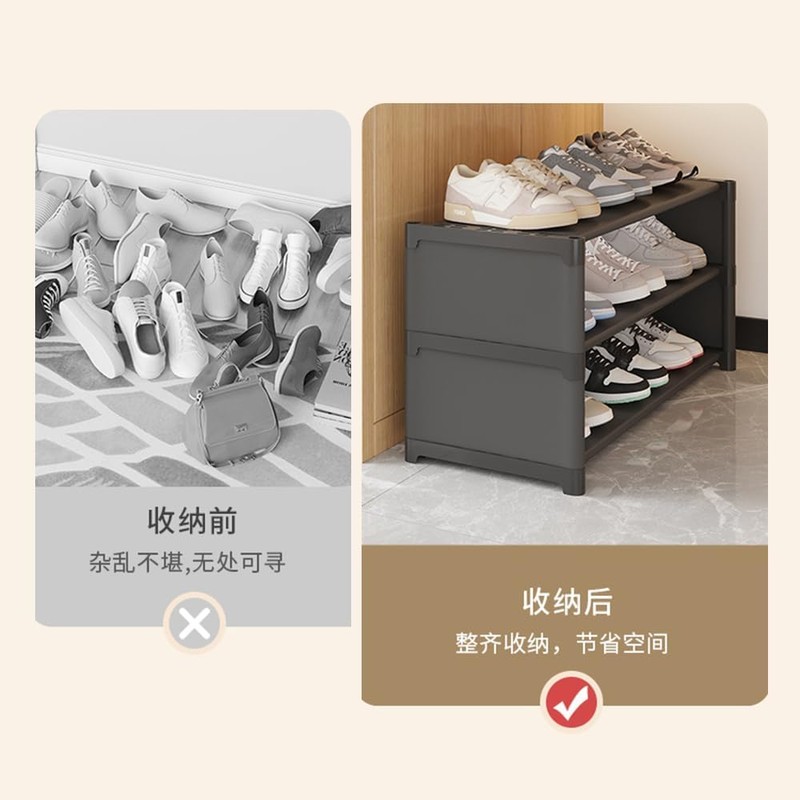 Dormitory Shoe Rack, 3-Tier Small Shoe Rack for Closet and