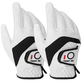 Golf Gloves for Men 2 Pack Natural Leather and Synthetic Leather Combination Durable Soft Elastic Breathable Non-Slip Grip Rain Sweat Resistant All Weather Models Left Hand Right Hand Golf Wear