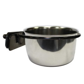Exotic Nutrition Stainless Steel Cup with Holder 5 oz. (2 Pack) - Durable Feeding Dish Cage Mount - Parrots, Birds, Sugar Gliders, Squirrels & Other Small Pets