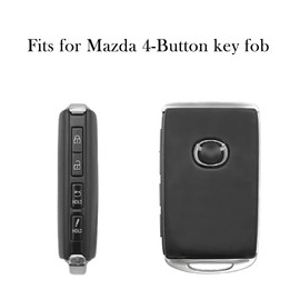 TANDRIVE Key Fob Cover Compatible with 2025 2024-2019 Mazda CX-5 CX-30 CX-50 CX70 CX90 3 6 CX-9 MX-5 Miata, Silicone, 4-Button, 2-Pack, Black and Grey