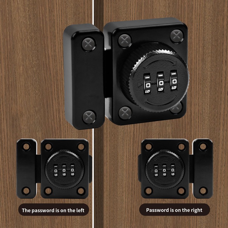 Overlatch with Combination Lock, 3 Digit Sliding Door Lock, Small