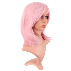 MapofBeauty 16 Inch/40 cm Fashion Short Side Bangs Synthetic fiber Hair BOB Women Wig (Pink Pale)