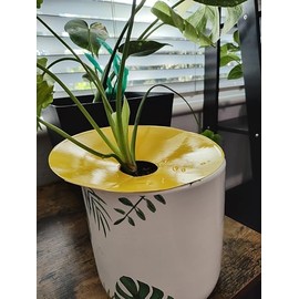 Double-Sided Round Circle, Adjustable to Cone Sticky Anti Evaporation Plant Collar for Indoor and Outdoor Plants Flower Pots - 10 Pack 8" - Yellow