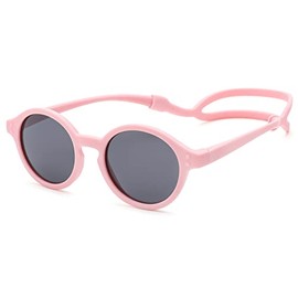 COASION Baby Polarized Sunglasses with Strap Adjustable TPEE Flexible Frame for Toddler Girls Boys Age 0-12 Months (Pink)