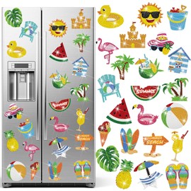 Tellegloww 24 Pcs Summer Refrigerator Diamond Painting Magnets Sea Beach Diamond Painting Kits Tropical Hawaiian Art Magnet Stickers
