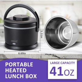 THRIVE1 Electric Lunch Box for Adults 40 oz Portable Food Warmer 12V/24V/110V/220V Heated Lunch Box for Work, Office, Car, Travel, Home Use