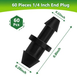 TTioDri 60 Pack Drip Irrigation 1/4" Barbed End Plug Fittings, Barbed Connectors for 1/4 Inch Irrigation Tubing Drip Line Goof Plug for Drip Sprinkler Garden Shrubs Systems