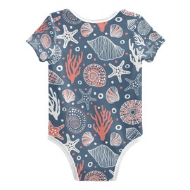 vvfelixl Baby Girls'Short-Sleeve Bodysuit,Sea Urchin Starfish Shell Coral Baby Onepiece Infant Clothes for Boy Newborn 0-3 Months