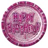 Unique with Pink Sparkle 23 cm Paper Plates, Pack of