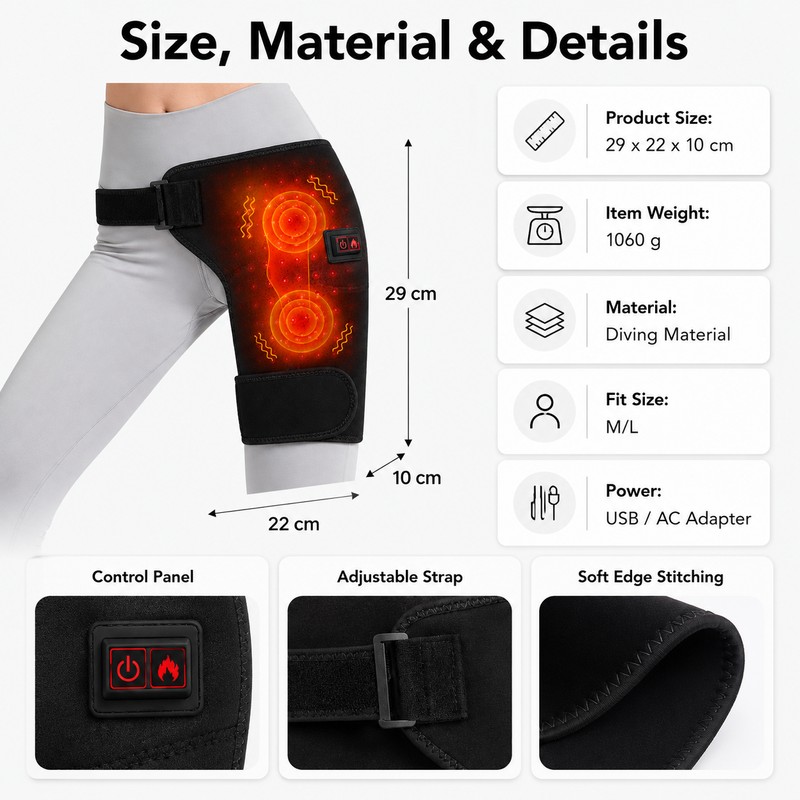Electric Heated Hip Wrap for Daily Comfort – 3 Heat