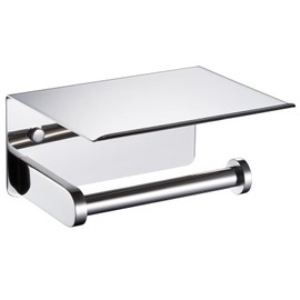 Suyar Toilet Paper Holder with Shelf, 304 Stainless Steel Bathroom Toilet Paper Roll Holder Wall Mount, Polished Chrome