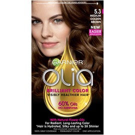 Garnier Olia Ammonia-Free Brilliant Color Oil-Rich Permanent Hair Color, 5.3 Medium Golden Brown (Pack of 1) Brown Hair Dye (Packaging May Vary)