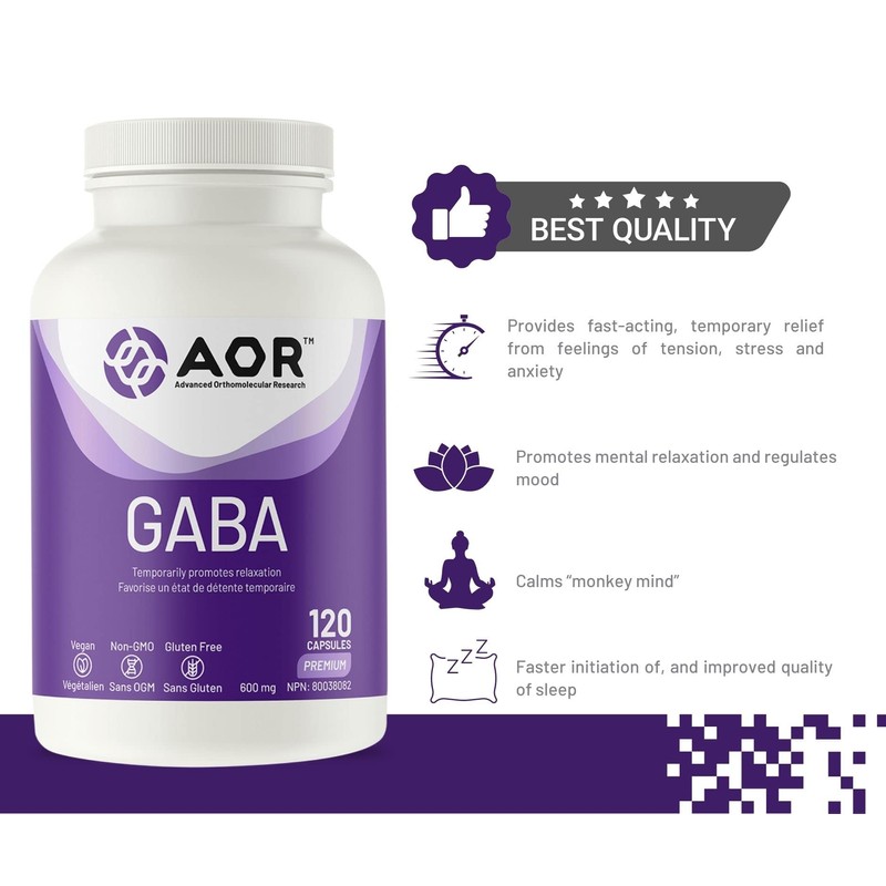 AOR - GABA - 120 Capsules - Relieves Pressure and