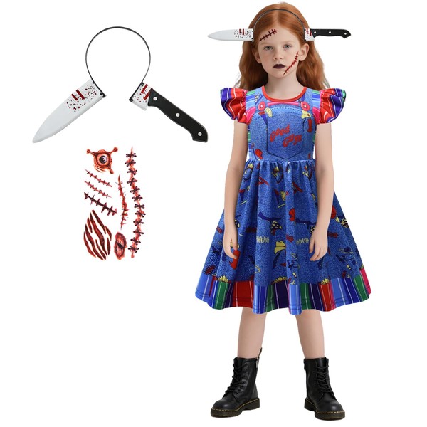 keaiyouhuo Halloween Costume Girls 3-8 Y Scary Horror Dress with