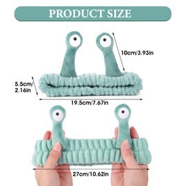 Molain Headband for Washing Face, Cartoon Cute Flannel Skincare Headbands, Palm and Snail Spa Headband, Elastic Hair Bands Creative Hair Accessories