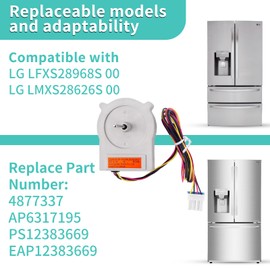 EAU63923601 ODM-001F-4 Refrigerator Condenser/Evaporator Fan Motor,Ice Maker Blower Double Door Fan DC Motor Compatible with LG Haier Refrigerator LFXS26596S PS12383669 EAP12383669