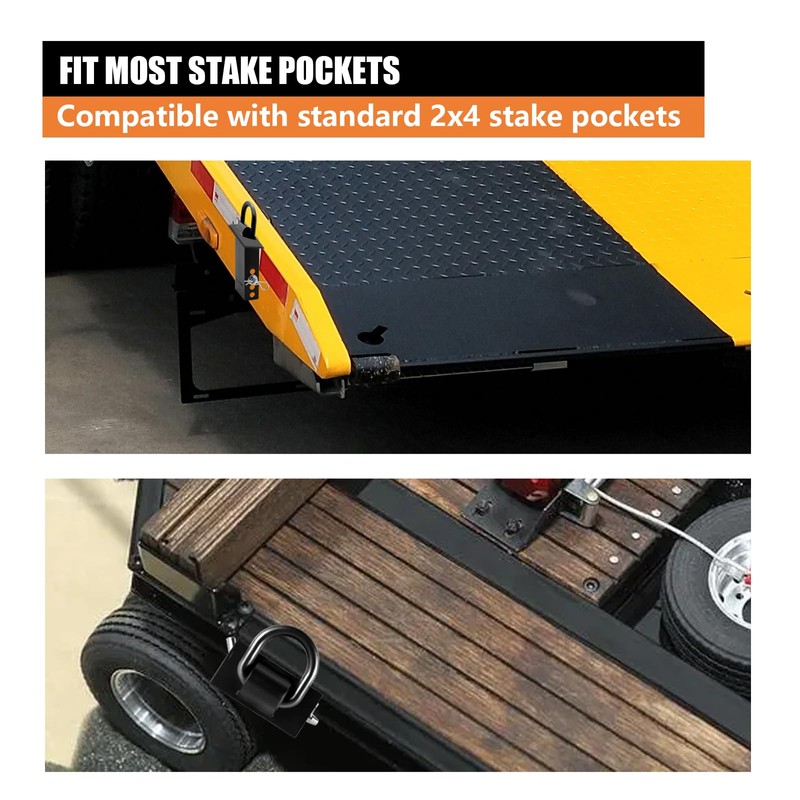 SALUINOKI 4Pack Trailer Stake Pocket D Rings Tie Downs Heavy