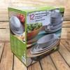 12 Piece Melamine Dinnerware Set, Gray