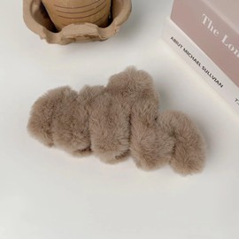 Extra Large Fluffy Wave Shaped Hair Clip (Mocha)