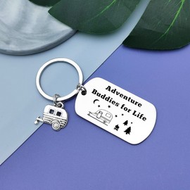 Camper Lover Gift for Men Funny Camping Keychain Happy Camper Keychain Happy Camper Gifts for Women Camping Accessories RV Camping Keychain Christmas Vacation Jewelry for Couple