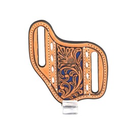 Nocona Knife Sheath Leather Blue Underlay Pierced Laced Floral Natural