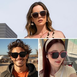 HAOLOTA Polarized Fit Over Glasses Sunglasses for Women Men Trendy Square Wrap Around Shades UV Protection