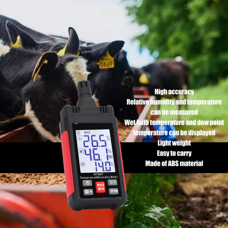Kadimendium Handheld Temperature Humidity Meter High Accuracy ABS Hygrometer Thermometer