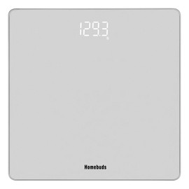 Homebuds Digital Bathroom Scale for Body Weight, Weighing Professional Since 2001, Crystal Clear LED and Step-on, Batteries Included, 400lb/182kg, Silver
