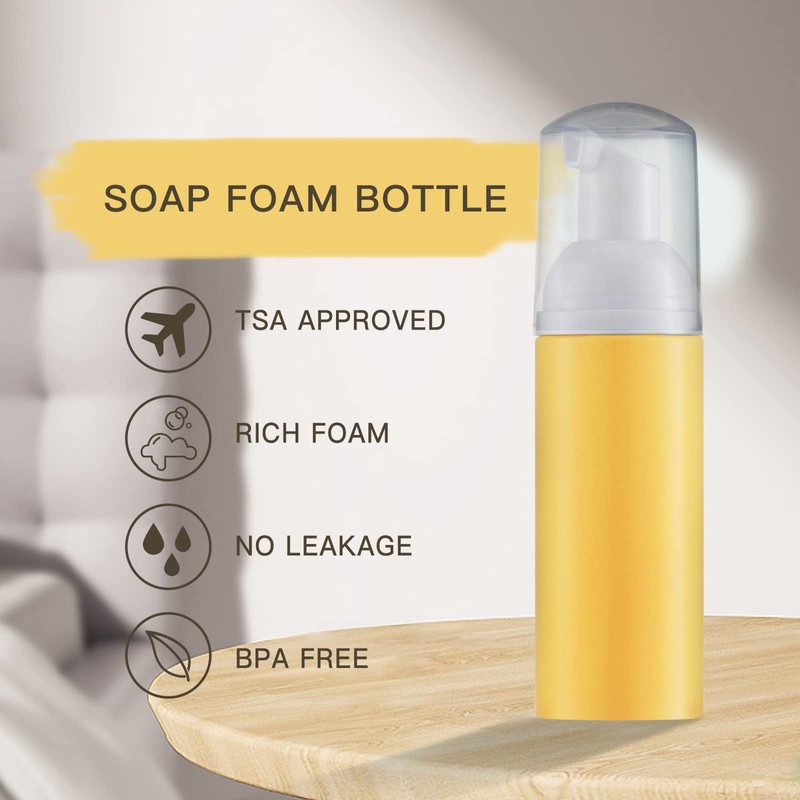 Tekson 3PCS Soap Foam Bottle (Yellow), Empty Travel Foaming Lash