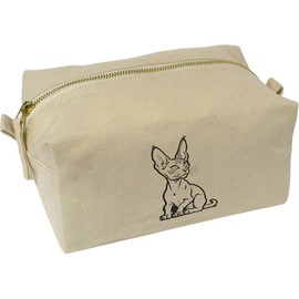 'Sphynx Cat Basking in Sun' Canvas Wash Bag/Makeup Case (CS00037348)