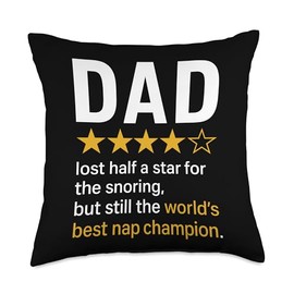 Dad Star Rating Funny Snoring Joke World’s Best Nap Champion Throw Pillow