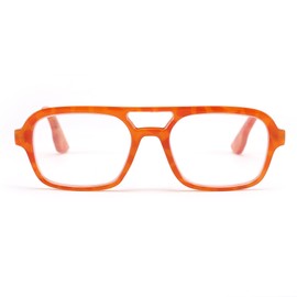 FEISEDY Retro Square Blue Light Blocking Reading Glasses for Women Men 70s Flat Aviator Glasses Anti-Fatigue Reader B2993 Orange 2.0x