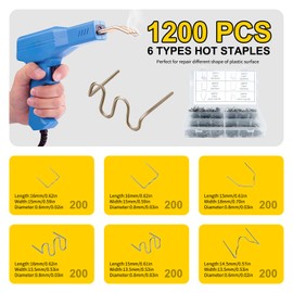 Plastic Welding Kit - 1200 Pieces Hot Welding Staples, 1 Repair Mesh, 10 Black Polypropylene Welding Rods & 10 White Polypropylene Welding Rods for Auto Repair, Toy Making, Decoration & More