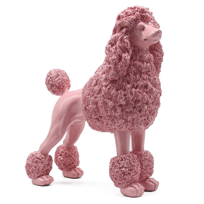 Lukitas Standing Pink Poodle Sculpture Decor, Decorative Dog Statue, Animal