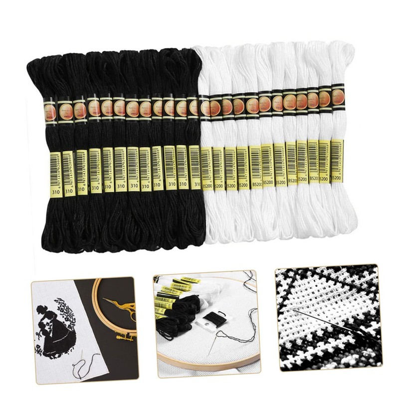 jojofuny 24Pcs Multi Function Embroidery Thread Black White Sewing Supplies