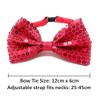 Dark Pink Mens Sequin Polyester Fancy Dress Bow Tie 15