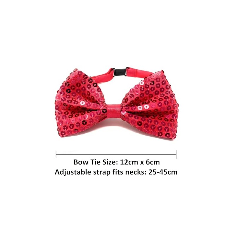 Dark Pink Mens Sequin Polyester Fancy Dress Bow Tie 15